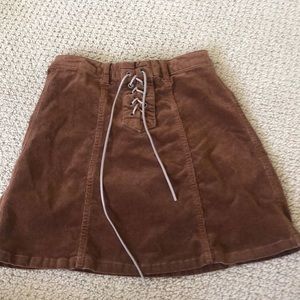 Tilly’s brown corduroy tie up skirt